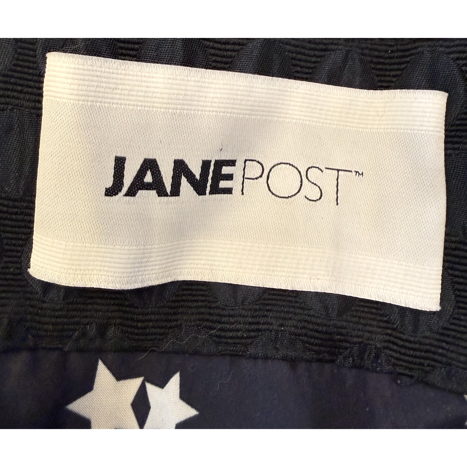 Nwt Jane Post Navy Hidden Quilted Jacquard Star Lined Rain Jacket Coat $745 Sz S — image 8 of 8